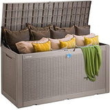 VEVOR Deck Box, 100 Gallon Outdoor Storage Box, 48.0" x 21.5" x 24.5", Waterproof PP Deckbox with Aluminum Alloy Padlock, for Patio Furniture, Pool Toys, Garden Tools, Outdoor Cushions, Gray VEVOR