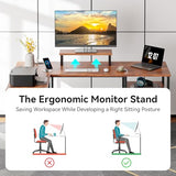 Furologee L Shaped Computer Desk with Power Outlet, Reversible Home Office Desk for Work Study, 50 Inch Corner Gaming Table with File Drawer, Monitor Stand, Storage Shelves, Rustic Brown Furologee