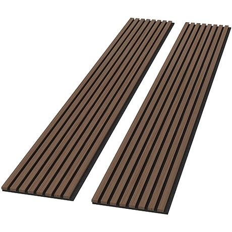 FurniFusion Acoustic Wood Wall Panels, 2 Pack 94.49” x 12.6” Soundproof Wall Panels, Wood Slat Wall Panels for Wall Decor (Walnut) FurniFusion