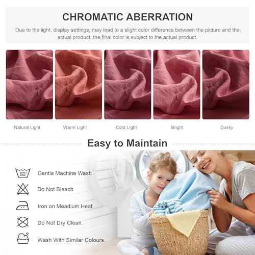 Simple&Opulence 100% French Linen Duvet Cover Set, 3 Pieces Belgian Flax Breathable Bedding, King Size 104''x92'' (1 Comforter Cover+2 Pillowshams) with Tie Closure Style, Red Simple&Opulence