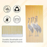 Vietbud Décor Five Cranes Beaded Curtains for Doorways, Decorative Room Divider with Painted Cranes, Natural Vietnamese Craft, Indoor Hanging Bamboo Blinds, Sturdy Hook, 35.43 x 78.74 Inches VIETBUD DECOR