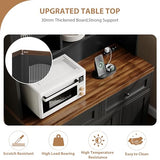 GarveeHome Pantry Cabinet with Charging Station, Tall Kitchen Pantry Storage Cabinet with Hutch,70.8 Inch Kitchen Cabinet with 30mm Thickened Countertop, Fluted Glass Doors, for Dining Room, Balck GarveeHome