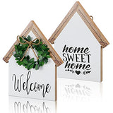 Jetec Wood Welcome Home Sign Sweet Home Tiered Tray Decor Farmhouse Decor Home Sign Shelf Decor House Shape Double Sided Home Sweet Home Decor Home Sign for Living Room Window Shelf Desk Office Jetec