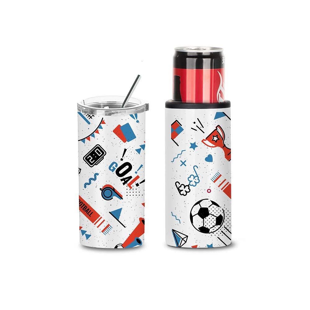 PYD Life Sublimation Blanks Tumbler Skinny Slim 12 OZ Straight Stainless Steel Can Cooler Insulater with 2 Lids and Metal Straw Sublimation Mugs Cups 4 Pack PYD Life