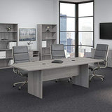 Bush Business Furniture Conference Table for 6-8 People with Wood Base | Boat Shaped 8 Foot Desk for Office Boardrooms and Training Rooms, 96W x 42D, Platinum Gray Bush Business Furniture