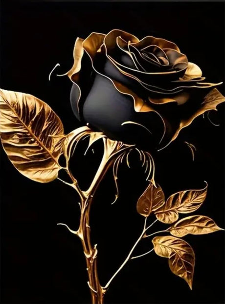 JFYHAB Rose Flower Diamond Art Kits for Adults,5D Full Round Drill Diamond Painting Kits for Beginners,DIY Glod Rose Diamond Dots Paintings Picture Arts Craft for Adults,Home Wall Decor 12 X 12Inch JFYHAB