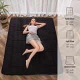 MAXYOYO Futon Mattress, Padded Japanese Floor Mattress Quilted Bed Mattress Topper, Extra Thick Folding Sleeping Pad Breathable Floor Lounger Guest Bed for Camping Couch, Black, Full Size MAXYOYO