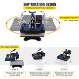 VEVOR Heat Press Machine for T-Shirts - 8 in 1 Heat Press Sublimation Machine with 360° Rotation/Dual-Tube Heating, 12 x 15 Swing Away Heat Press for DIY T-Shirts/Cap/Mugs/Heat Transfer Projects,Blue VEVOR