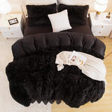 Andency King Size Comforter Set Black, Fluffy Winter Faux Fur Warm Soft Plush Bedding Comforter Set (1 Velvet Comforter & 2 Pillowcases), Fuzzy Thick Heavy Puffy Comforters Bed Set Andency