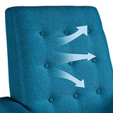 Yaheetech Fabric Recliner Chair Mid-Century Modern Recliner Adjustable Single Recliner Sofa with Thicker Seat Cushion Tufted Upholstered Sofa with Pocket Spring for Living Room Bedroom Blue