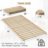 LILYPELLE Floor Bed Frame, Foldable Tatami Bed Frame, Breathable Moisture-Proof Bed Plate, Japanese Floor Bed, Wood Slatted Floor Bed Frame for Floor Sleeping or Futon Mattress, Twin LILYPELLE