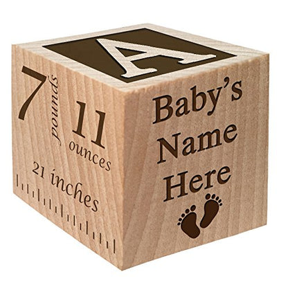 Baby Block Gift for Newborn Boy or Girl - Personalized Birth Announcement Wood Wooden Block New Baby Gifts Custom Item by Glitzby - WoodArtSupply