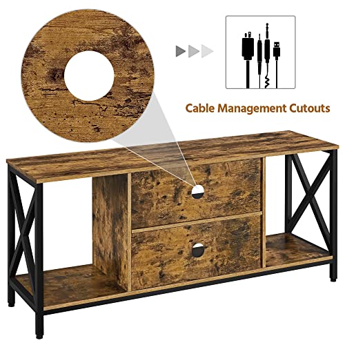 Yaheetech TV Stand for TV up to 65 inch TV Console Table, 55" Industrial TV Cabinet with Storage Shelves for Living Room, Modern Style Entertainment Center for Gaming Room, Rustic Brown Yaheetech