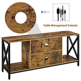 Yaheetech TV Stand for TV up to 65 inch TV Console Table, 55" Industrial TV Cabinet with Storage Shelves for Living Room, Modern Style Entertainment Center for Gaming Room, Rustic Brown Yaheetech