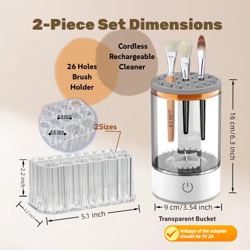 Babluble Electric Paint Brush Cleaner, Rinse Cup, Brush Rinser for Painting, Brush Cleaning Washer Rinser for Acrylic, Watercolor Painting, Makeup Brush Cleaner,Brush Holder (1, White) Babluble