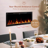 Modern Ember Aerus Slim 36 Inch Smart Linear Electric Fireplace | Recessed in-Wall or Wall-Mount | LED Multiple Flame Colors | Alexa/WiFi Enabled | 4.25” Profile | Remote Included Modern Ember