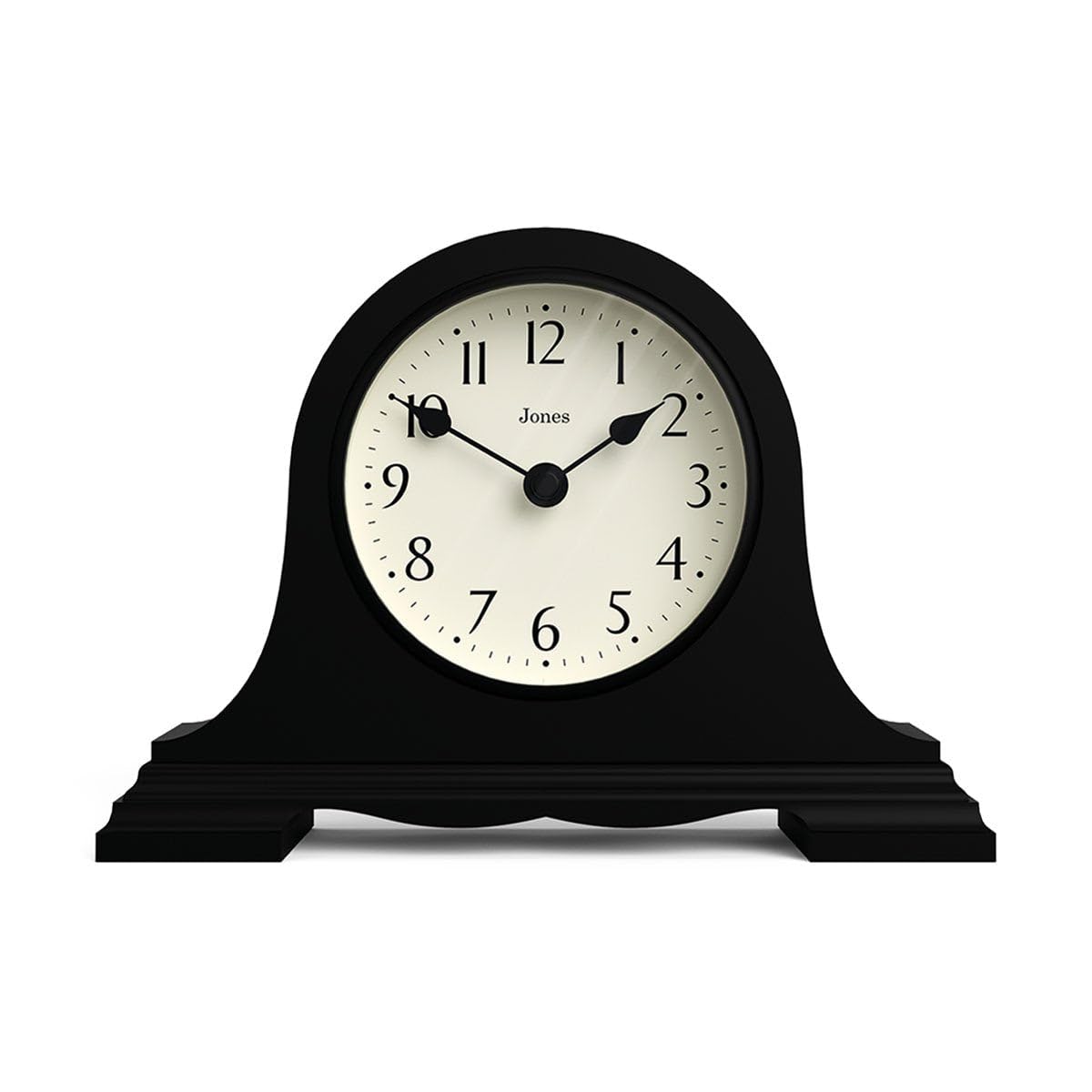 JONES CLOCKS® Speakeasy Mantel Clock | Classic Napoleon’s hat Design | Black | Contemporary Classic Style for Desk, Table, Shelf or Bedside JONES CLOCKS