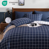 AMBERSPACE Plaid Twin XL Comforter Set Dark Blue, Reversible Checkered Bedding Set 5 Pieces for Boys Girls Teen, Lightweight Bed in a Bag for Dorm with Sheets, Pillowcase & Sham AMBERSPACE