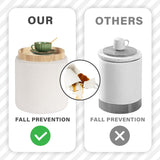 PINPLUS Round Storage Ottoman Boucle Ottoman with Tray, Teddy Velvet Footstool Ottoman Cube for Living Room, Bedroom, Dorm 13.4"x13.4"x15" (White) PINPLUS