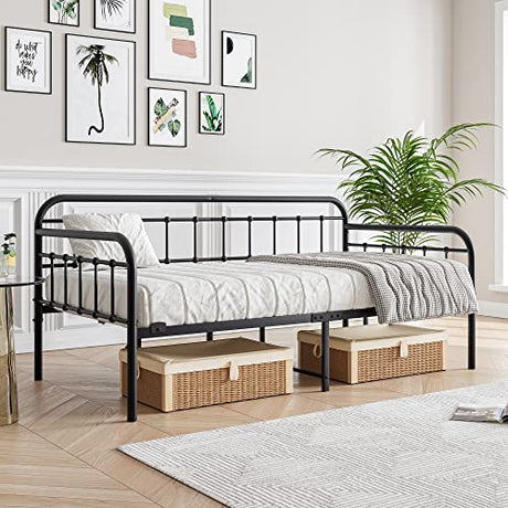 JURMERRY Metal Daybed Frame Twin Size with Steel Slats Platform Furniture,Black… JURMERRY