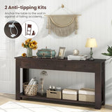 Giantex 63" Farmhouse Console Table with 4 Drawers, Modern Wood Entryway Table, Narrow Long Sofa Tables with Open Storage Shelf for Living Room, Hallway, Entrance, Foyer, Rustic Vintage, Espresso Giantex