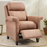 IOMOR Push Back Recliner Chair, Faux Leather Lounge Armchair with Footrest, Decoration Single Sofa Accent Chair for Living Room, Bedroom, Small Spaces (1, L-Brown)
