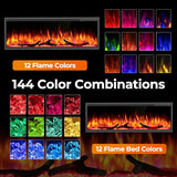 R.W.FLAME 50 Inch Smart Electric Fireplace Recessed and Wall Mounted with Adjustable Flame Colors and Speed, Alexa/WiFi Enabled, APP Control with Multiple Sound Modes, Log & Crystal Options R.W.FLAME