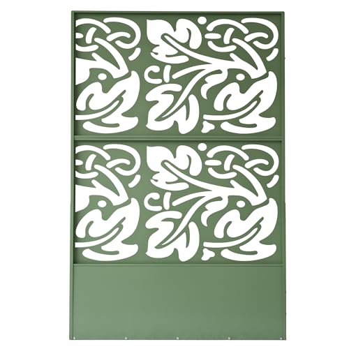 Oakland Living 6 ft. X 4 ft. Green Freestanding Metal Privacy Screen Room Divider with Flower Box Oakland Living