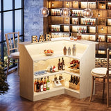 Tribesigns Bar Cabinet, L-Shaped Home Bar Table with Stemware Racks, 4-Tier Corner Bar Unit Liquor Wine Bar Table Reception Desk for Home Pub, White Tribesigns