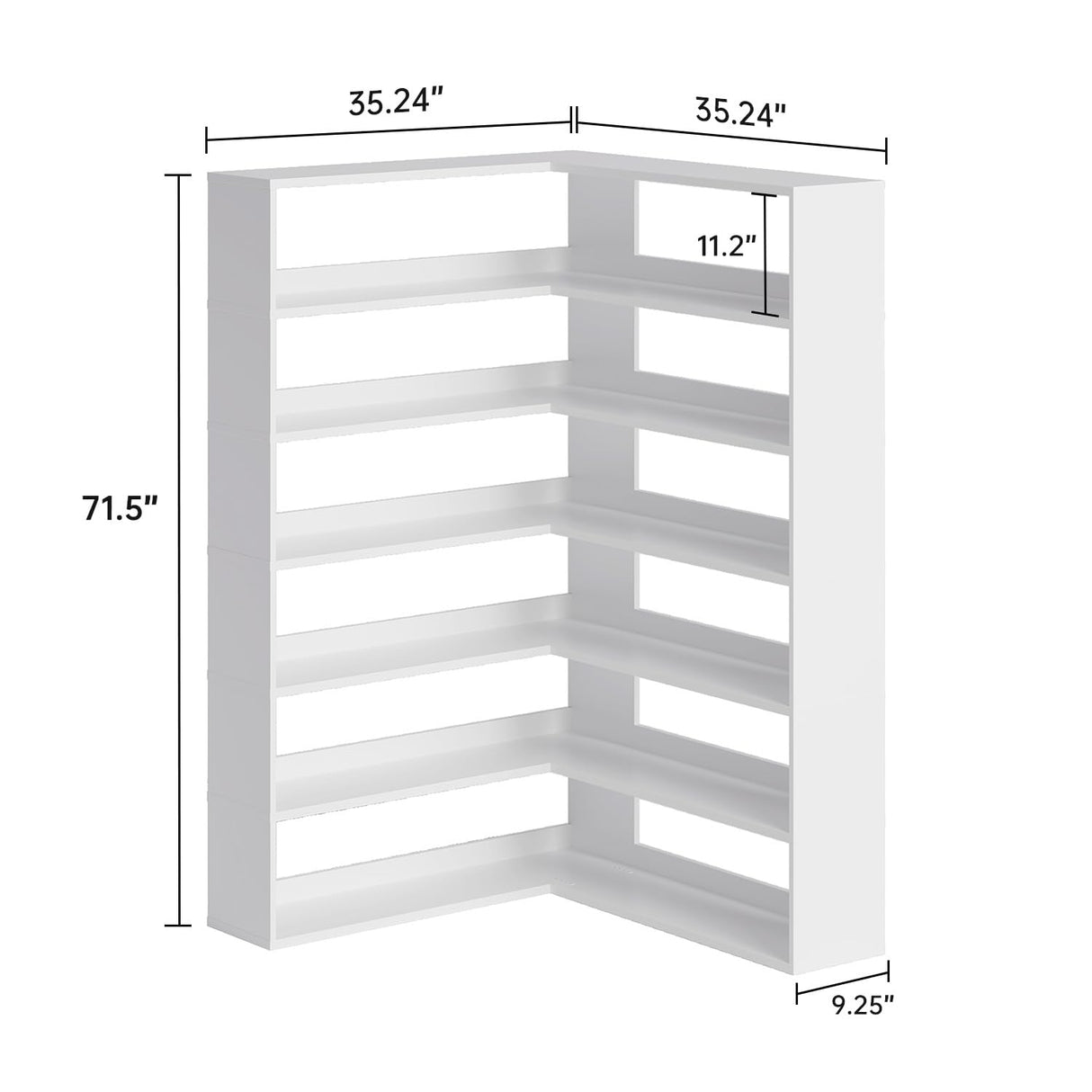 MXV 71.5" Tall L-Shaped Corner Bookshelf, 6-Tier 35.2" Wide Wooden Bookcase with Storage Organizer, Display Shelf for Home, Office, Living Room (35.2") MXV