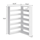 MXV 71.5" Tall L-Shaped Corner Bookshelf, 6-Tier 35.2" Wide Wooden Bookcase with Storage Organizer, Display Shelf for Home, Office, Living Room (35.2") MXV