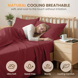 USXIBEI Twin Size 3 Piece Bed Sheet Set - Ultra Imitation Cotton-Premium Breathable & Cooling Sheets - Hotel Luxury Bed Sheets Deep Pocket up to 15"- Wrinkle, Fade, Stain Resistant (Burgundy, Twin) USXIBEI