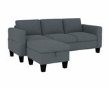 Woyomeub Sectional Sofa Couches for Living Room 78" L Shaped Sofas with Storage Ottoman 3 Seater Couch Velvet Fabric, Dark Grey Woyomeub