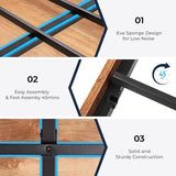 BedsPick Queen Size Bed Frame with 2-Tier Storage Headboard, Sturdy Metal Platform Bed Frame with Charging Station & LED Lights, Noise-Free/Metal Support/No Box Spring Needed, Rustic Brown BedsPick