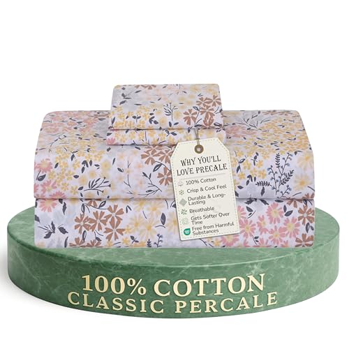 Feather & Stitch Softest 100% Cotton Sheets, 300 Thread Count Percale Weave Bedding, 16" Deep Pocket, Cooling Sheets, Breathable Bed Set, Hotel Premium Quality (King, Victorian Floral) FEATHER & STITCH NEW YORK