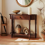 Giantex 2-Tier Console Table, 36" Retro Entryway Table with Storage Drawer & Elegant Legs, Narrow Wooden Sofa Table with Open Shelf for Living Room, Foyer, Hallway, Bedroom, Entrance (Brown) Giantex