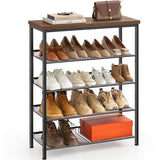 Pipishell 5-Tier Shoe Rack for Entryway and Small Spaces with Wooden Top & Metal Frames, Shoe Storage Organizer with Adjustable Storage Shelves, PISRB4 Pipishell