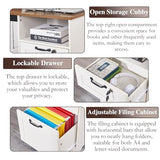 LayBurst 55" Farmhouse L-Shaped Desk with Lift Top,Movable Monitor Stand,L Shaped Standing Office Desk with Lockable Drawer & Adjustable File Drawer,Lift Top Computer Desk with Power Outlets LayBurst