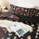 Tyrot Queen Comforter Set – 3 Piece Black Red Boho Aztec Bedding, Western Southwestern Style Comforter Sets, Soft Lightweight Comforter for All Seasons, 1 Comforter & 2 Pillow Shams Tyrot