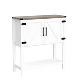 Mufico Farmhouse Console Table with Storage Cabinets – Versatile Entryway and Coffee Bar Table in White Mufico