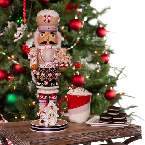 Kurt Adler 16-Inch Wooden Gingerbread Christmas Nutcracker (Color May Vary),Brown/Beige