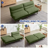 Chireca 72" Futon Sofa Bed, Convertible Futon Couch with Adjustable Backrest, Modern Corduroy Sleeper Sofa for Small Spaces, Living Room, Office, Green Chireca