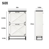 Maupvit 24" W Farmhouse Shoe Cabinet Storage for Entryway, Freestanding Organizer with 2 Flip Drawers, Narrow Shoe Rack Cabinet with Metal Corner Decoration, White Maupvit