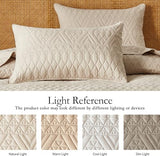 akkialla Full/Queen Size Quilt Bedding Set,Beige Lightweight Microfiber Soft Bedspread,Modern Style Geoetric Pattern Coverlet Set for All Seasons,3 Piece(1 Quilt,2 Pillow Shams) akkialla