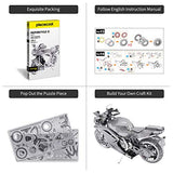 Piececool 3D Metal Puzzles for Adults, DIY 3D Motorcycle Model Kits,3D Puzzles for Teen Men Craft Kits, Great Birthday Gifts, 72 Pcs