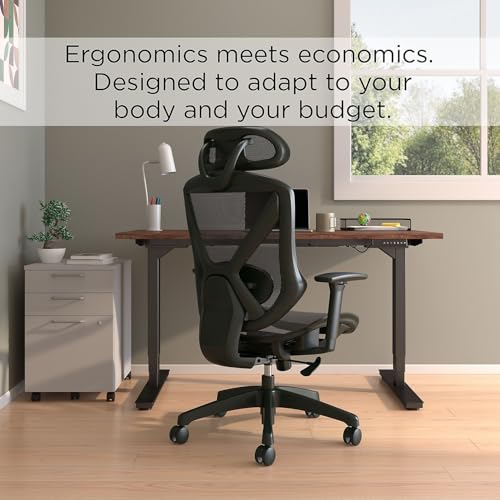 STAPLES Dexley Ergonomic Mesh Office Chair - Adjustable Height, Swivel Tilt, Lumbar Support, Black STAPLES