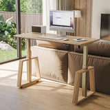 EUREKA ERGONOMIC Standing Desk, 63" Executive Height Adjustable Computer Desk with Single Motor, Touch Screen Control, Modern Trapezoidal Legs, PVC Oak Finish EUREKA ERGONOMIC