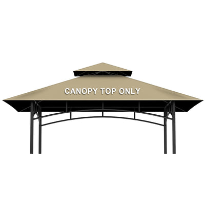 Grill Gazebo Replacement Canopy Top Only - 5' x 8' Outdoor BBQ Gazebo Canopy Roof, Waterproof Double Tiered Shelter Cover Fit for Model L-GG001PST-F (Khaki)