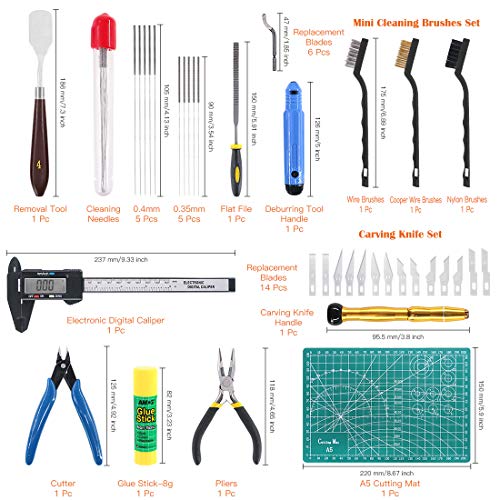 Rustark 42 Piece 3D Print Tool Kit Includes Debur Tool, Cleaning and Removal Tool with Storage Bag, 3D Printer Tool Set for Cleaning, Finishing and Printing 3D Prints Rustark