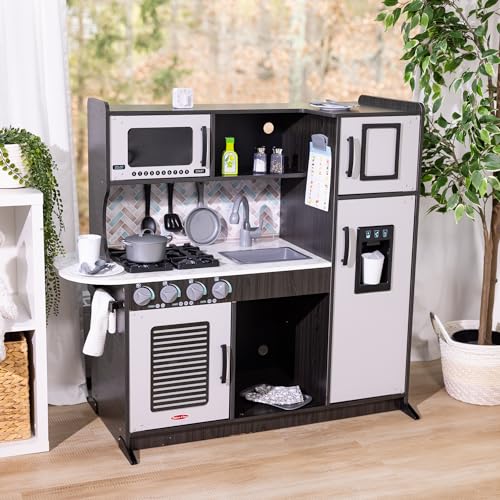 Melissa & Doug Wooden Chef’s Pretend Play Toy Kitchen With “Ice” Cube Dispenser – Charcoal Gray - Kitchen Play Set For Toddlers And Kids Ages 3+ Melissa & Doug